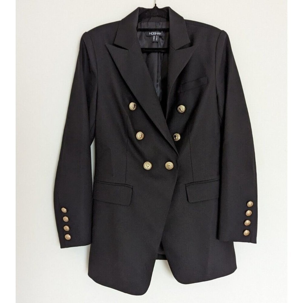 Mossman The Signature Blazer Jacket Black Military Classic Double Breast Size 10 - Picture 6 of 11